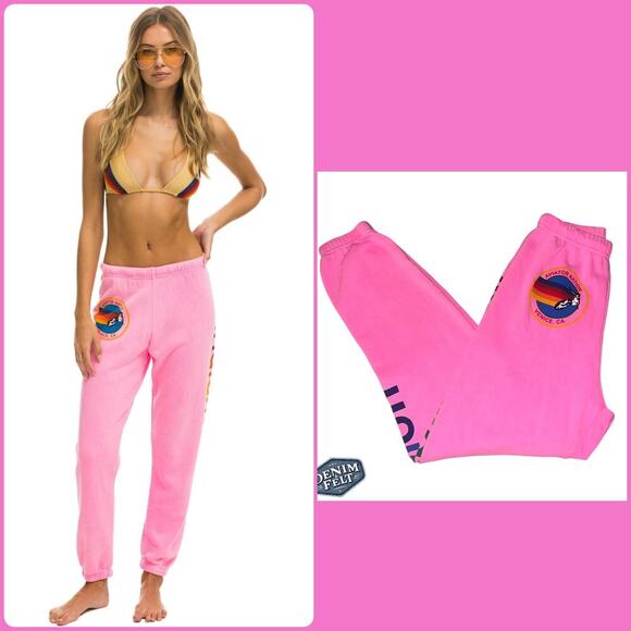AVIATOR NATION Women’s NEON PINK SWEATPANTS/JOGGERS | NEE”W/NWT!! - Picture 1 of 13